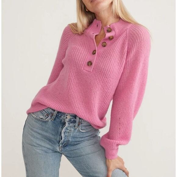 Marine Layer Sweaters - NEW Marine Layer Dream Yarn Pullover Sweater XS Pink Punch Wool Alpaca